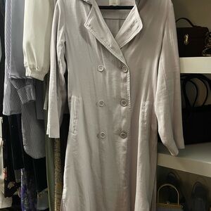 Light Perwinkle / Gray Double-Breasted Women's Trench Coat Dress